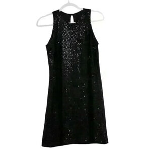 Vintage 90s All That Jazz Dress Size 8 Mini Black Sequin Glittery Cocktail Party